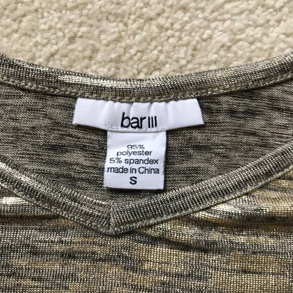 BAR III Y2K METALLIC CUT OUT SHOULDER CROPPED FLOWY CLUB SHIRT - Picture 2 of 3